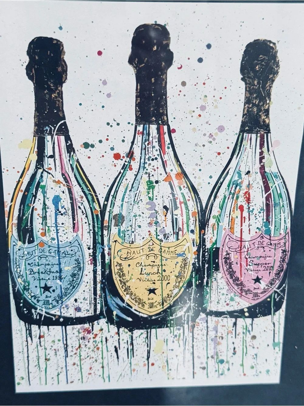 Framed Champagne Sparkling Wine Contemporary Art Decor